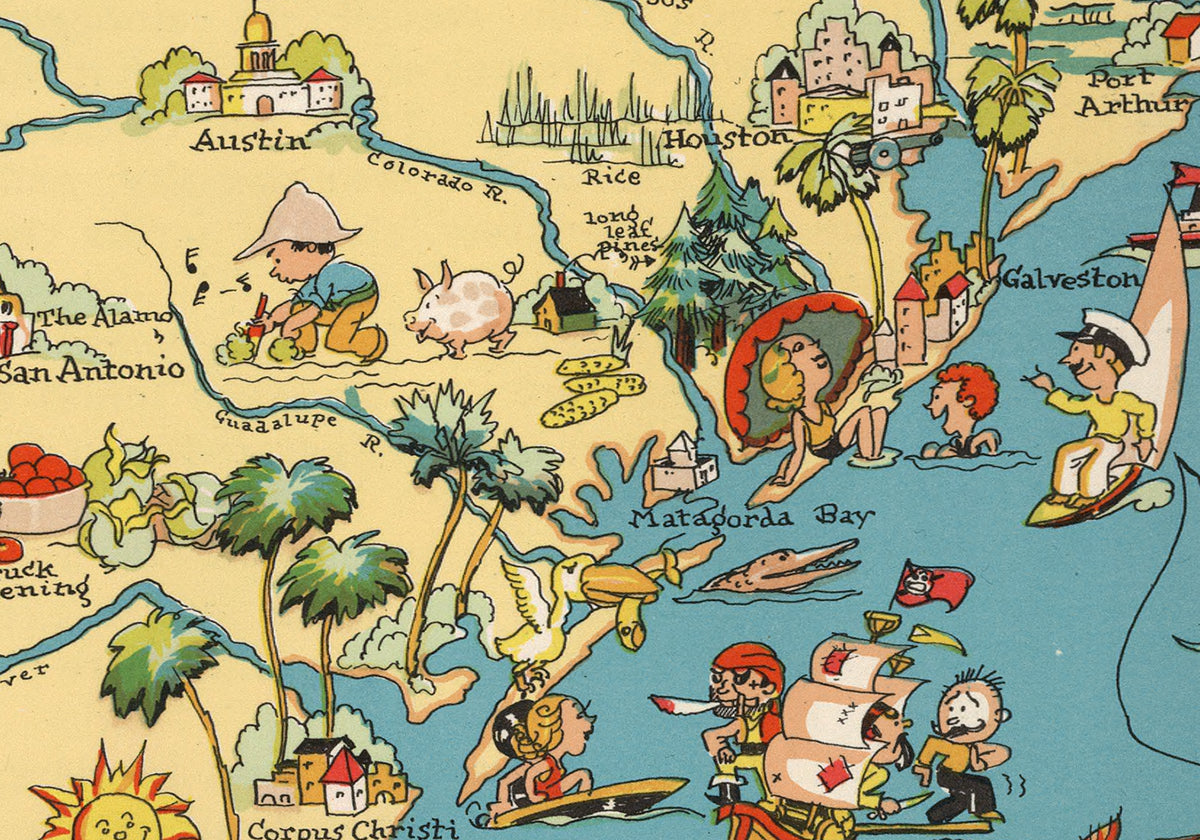 Texas Funny Vintage Map