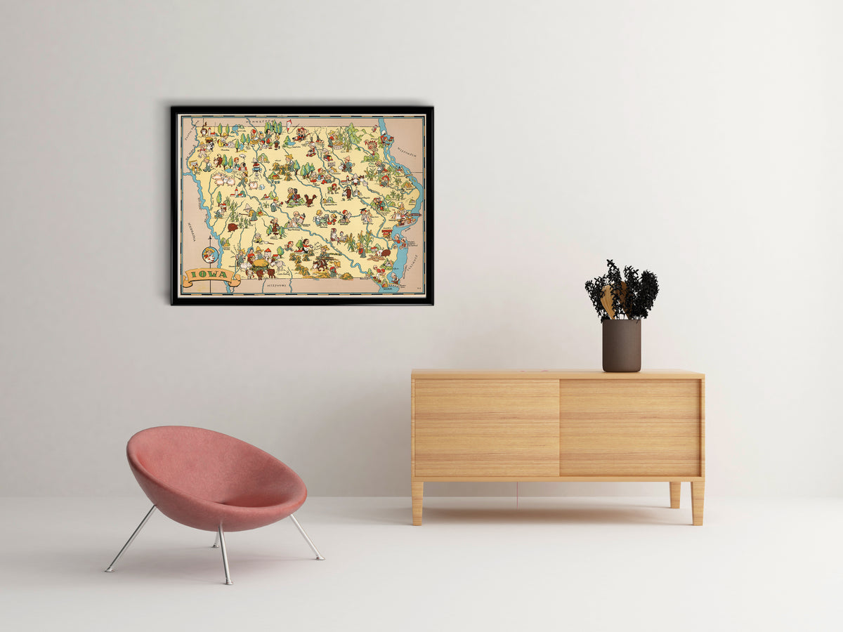 Iowa Funny Vintage Map