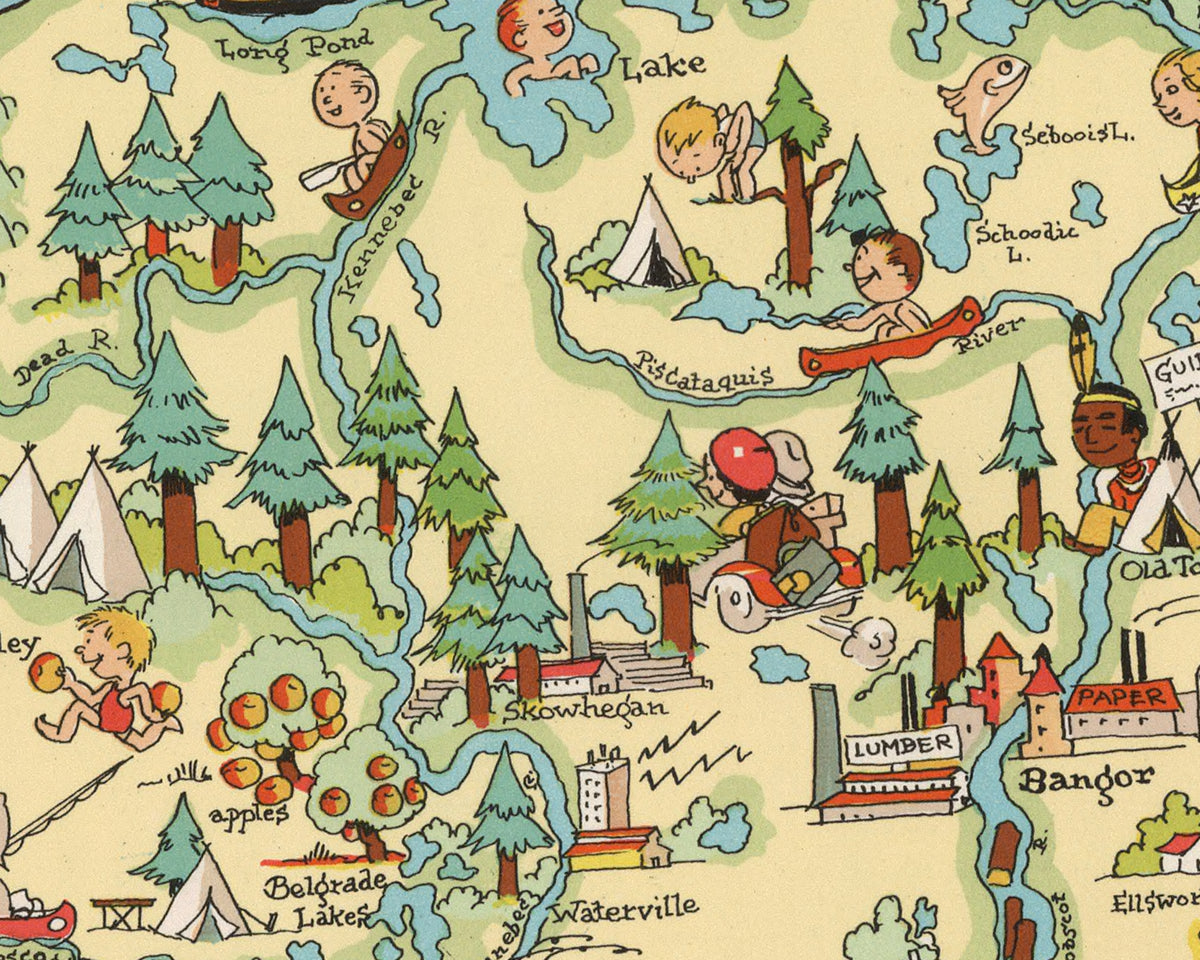 Maine Funny Vintage Map