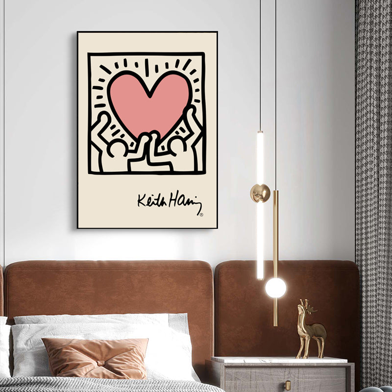 Men holding a heart by Keith Haring