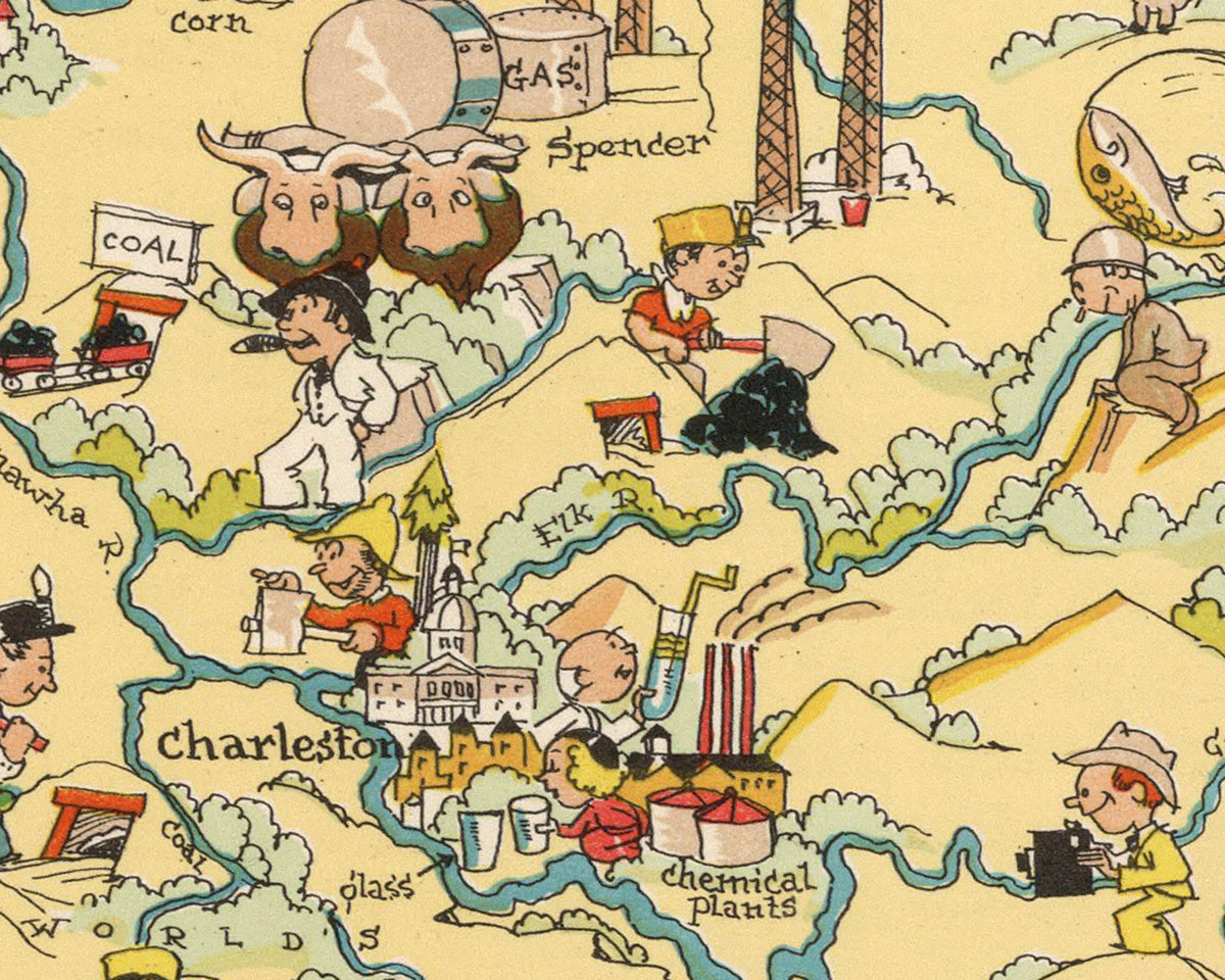 West Virginia Funny Vintage Map
