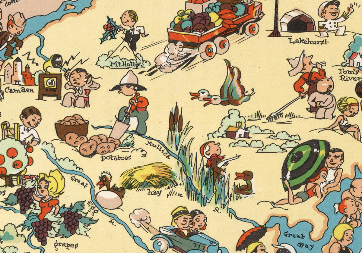 New Jersey Funny Vintage Map