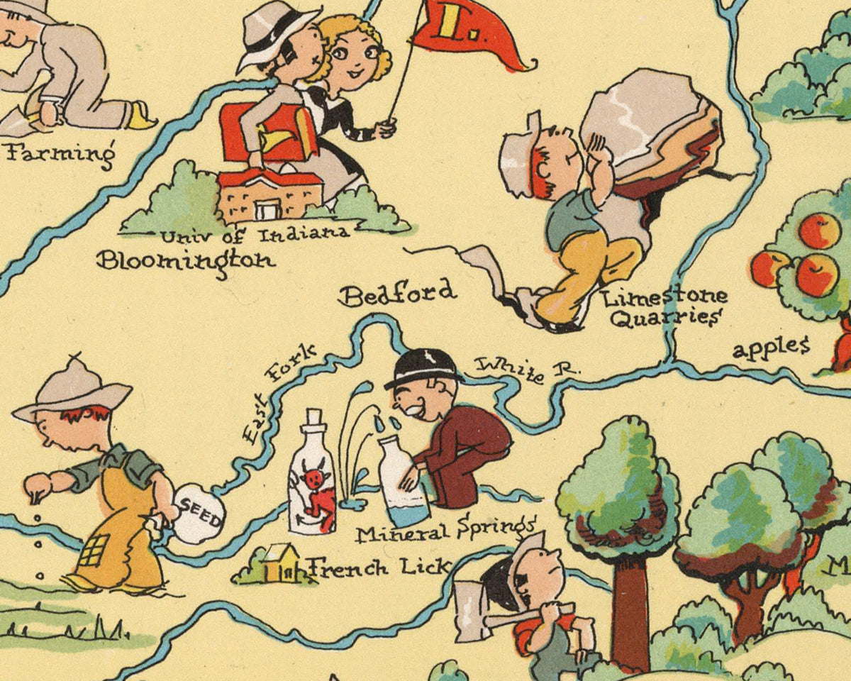 Indiana Funny Vintage Map