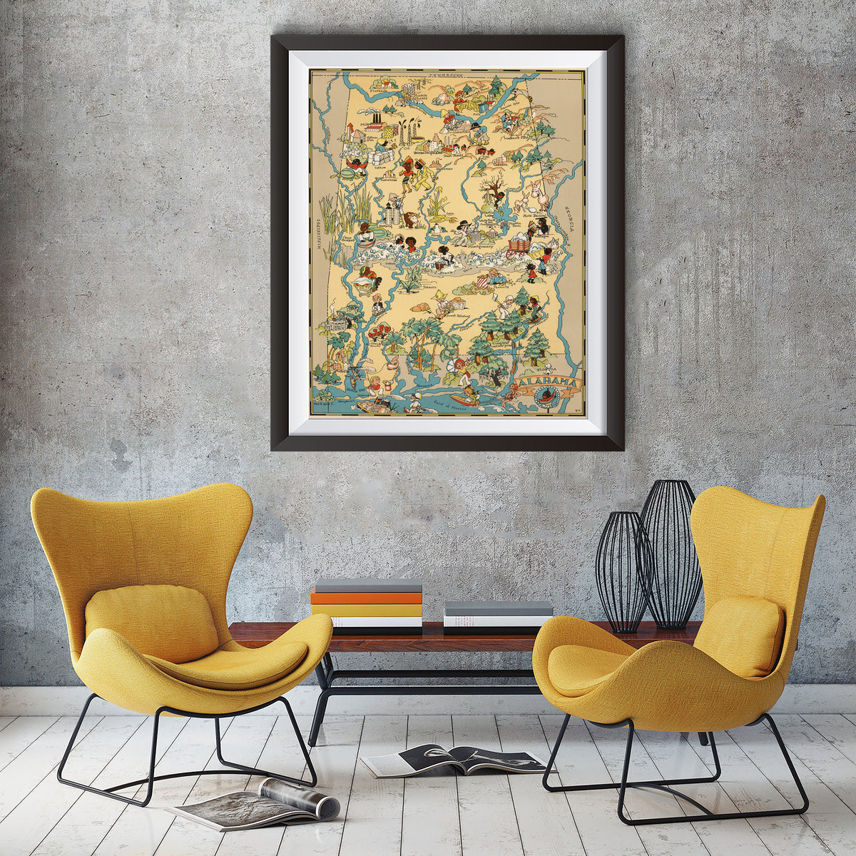 Alabama Funny Vintage Map