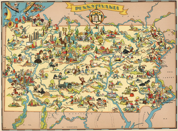 Pennsylvania Funny Vintage Map
