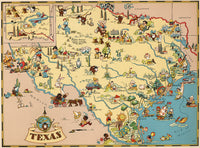 Texas Funny Vintage Map
