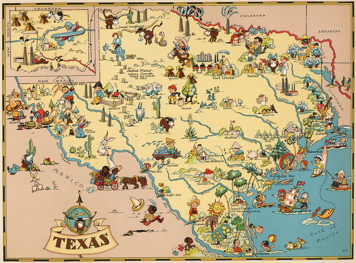 Texas Funny Vintage Map