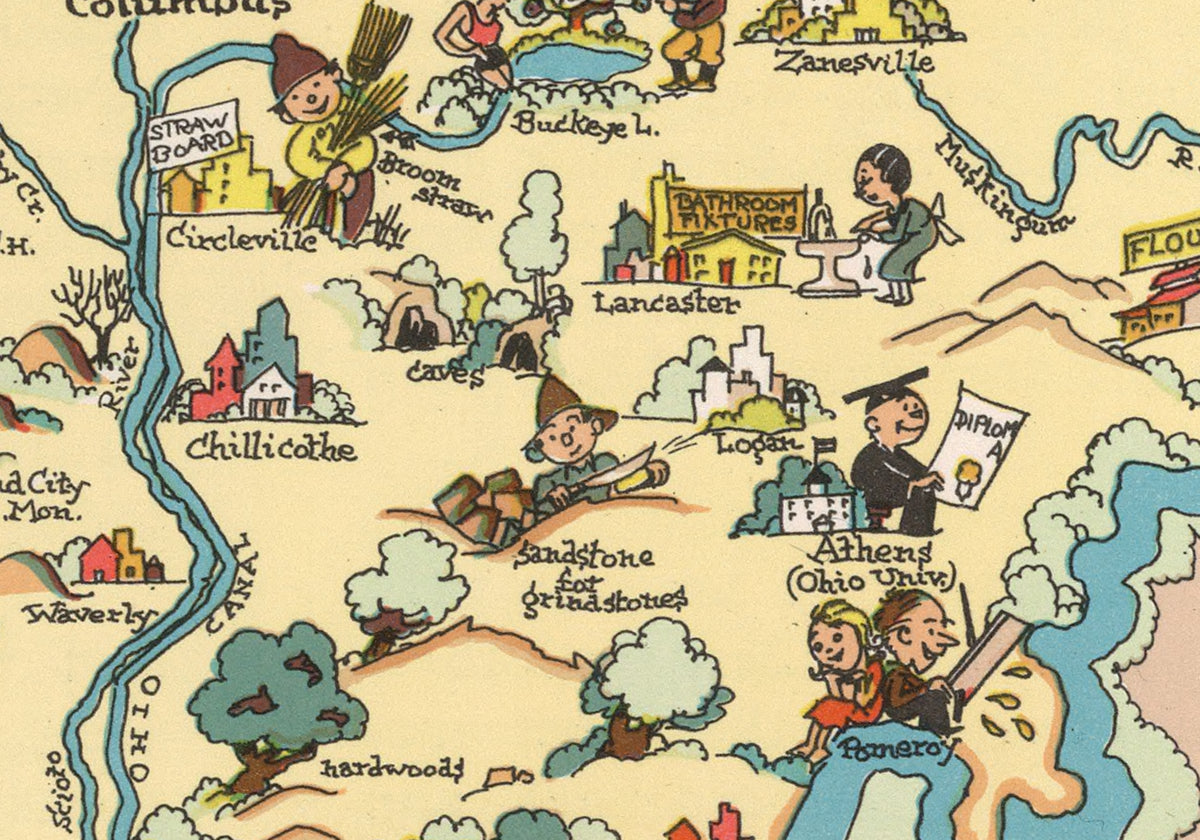Ohio Funny Vintage Map