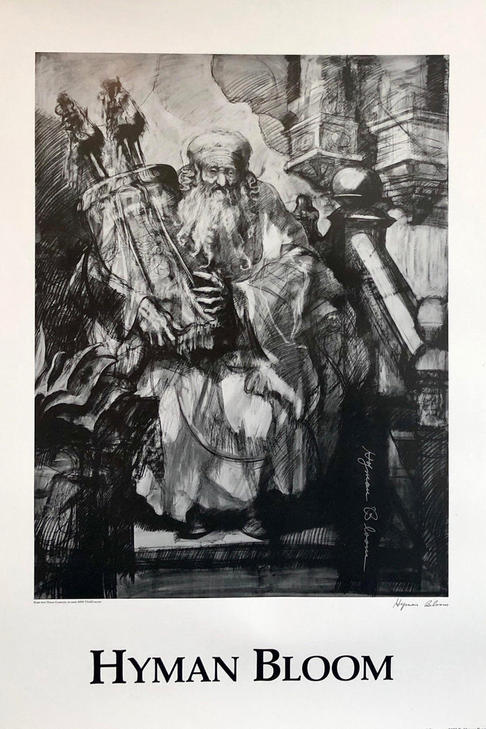 Abstract Expressionist Hyman Bloom Judaica Hand Signed Poster Rabbi with Torah