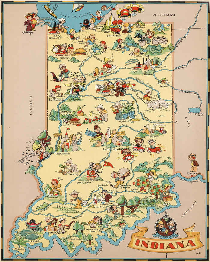 Indiana Funny Vintage Map