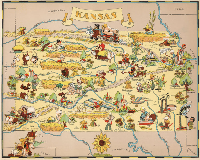 Kansas Funny Vintage Map