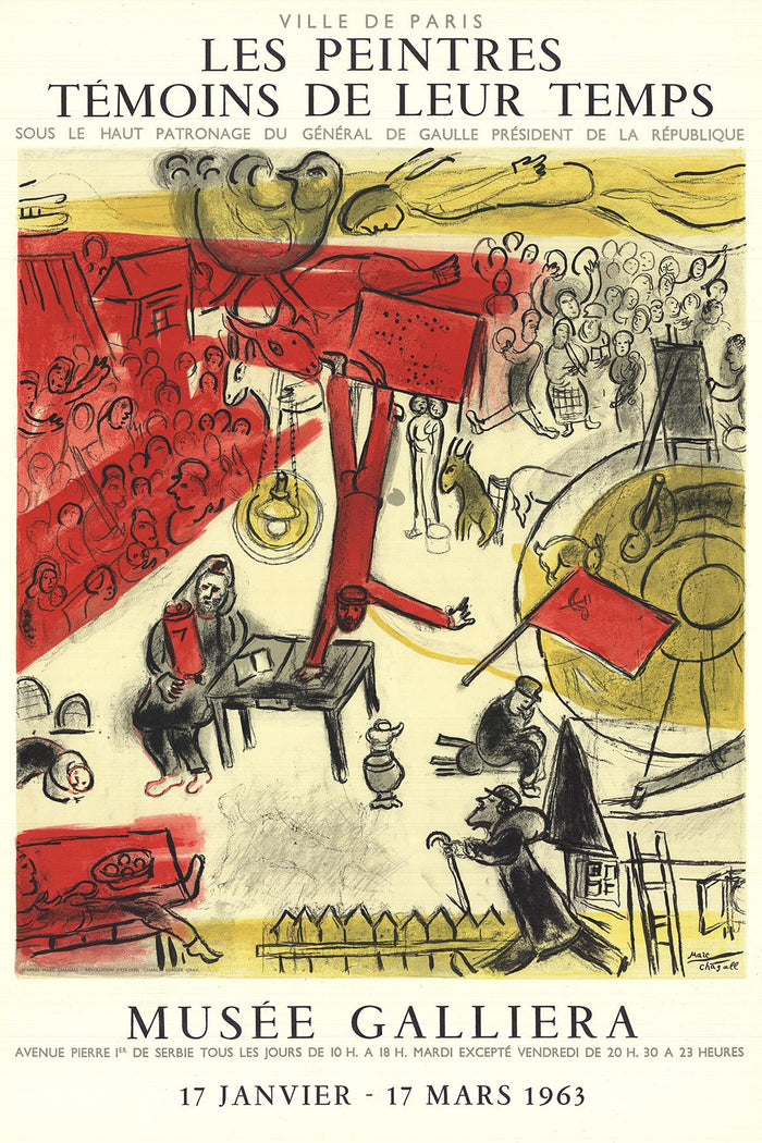 Marc Chagall-The Revolution-30_ x 20_-Lithograph-1963-Modernism-Red, Yellow