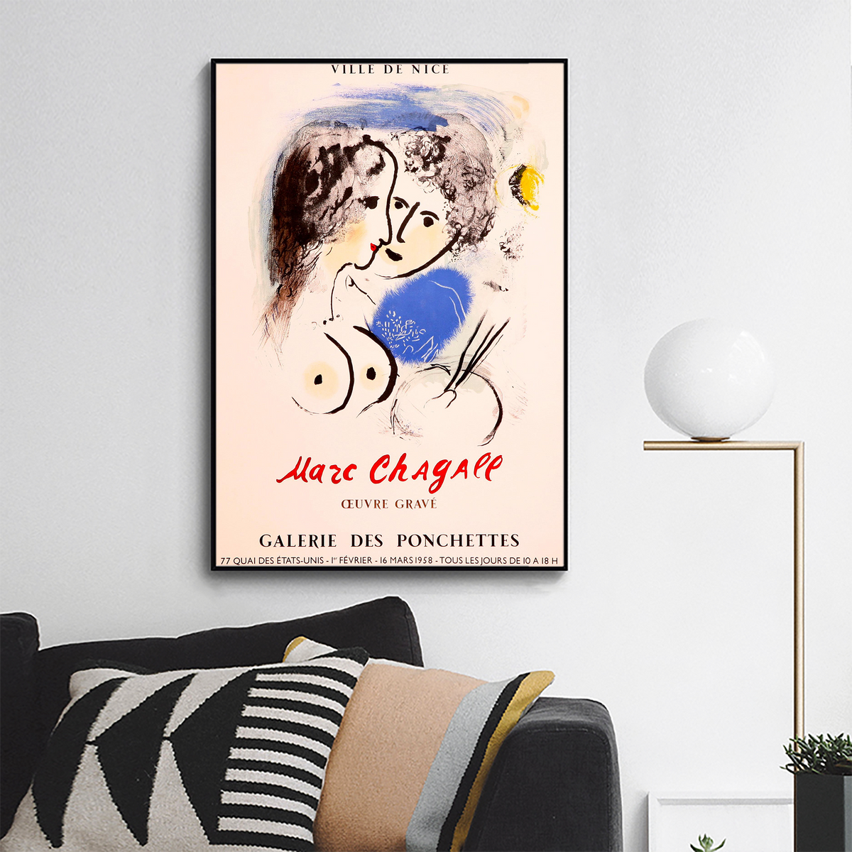Marc Chagall,Le Peintre a la Palette-Galerie des Pochettes-Ville de Nice