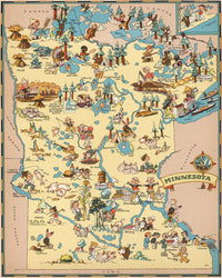 Minnesota Funny Vintage Map