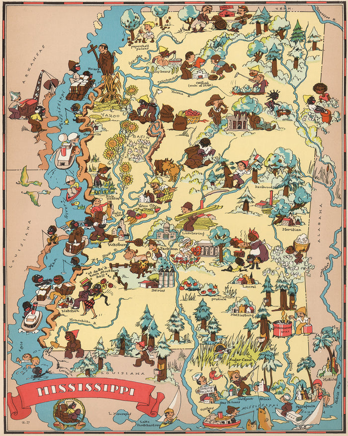 Mississippi Funny Vintage Map