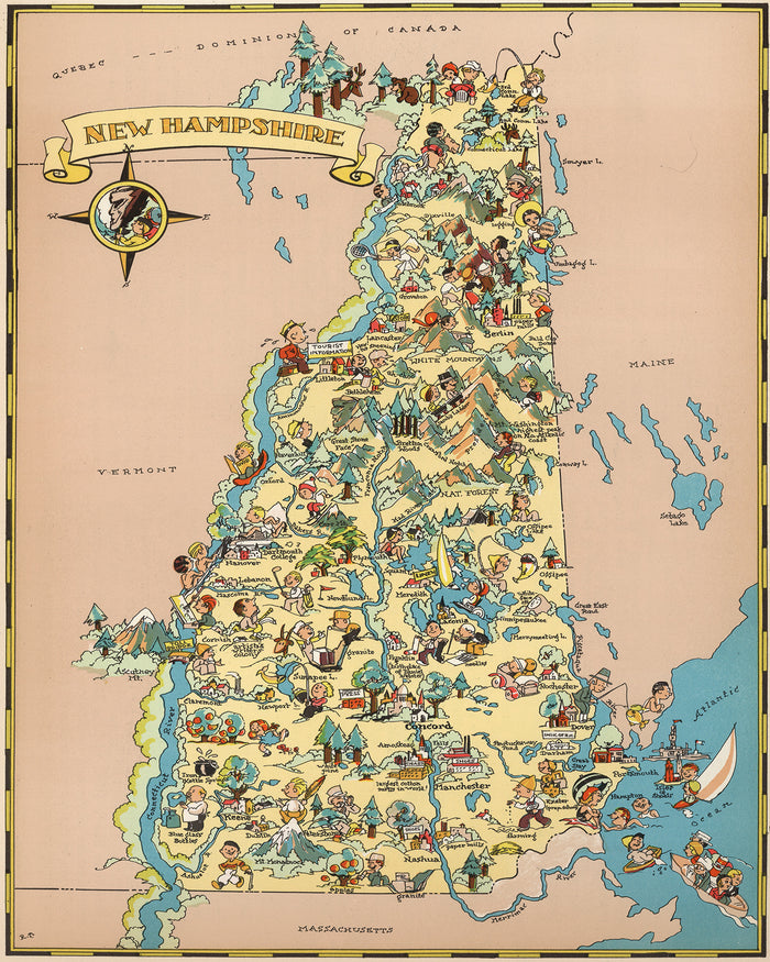 New Hampshire Funny Vintage Map