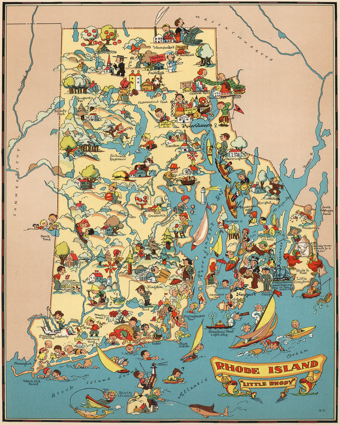 Rhode Island Funny Vintage Map