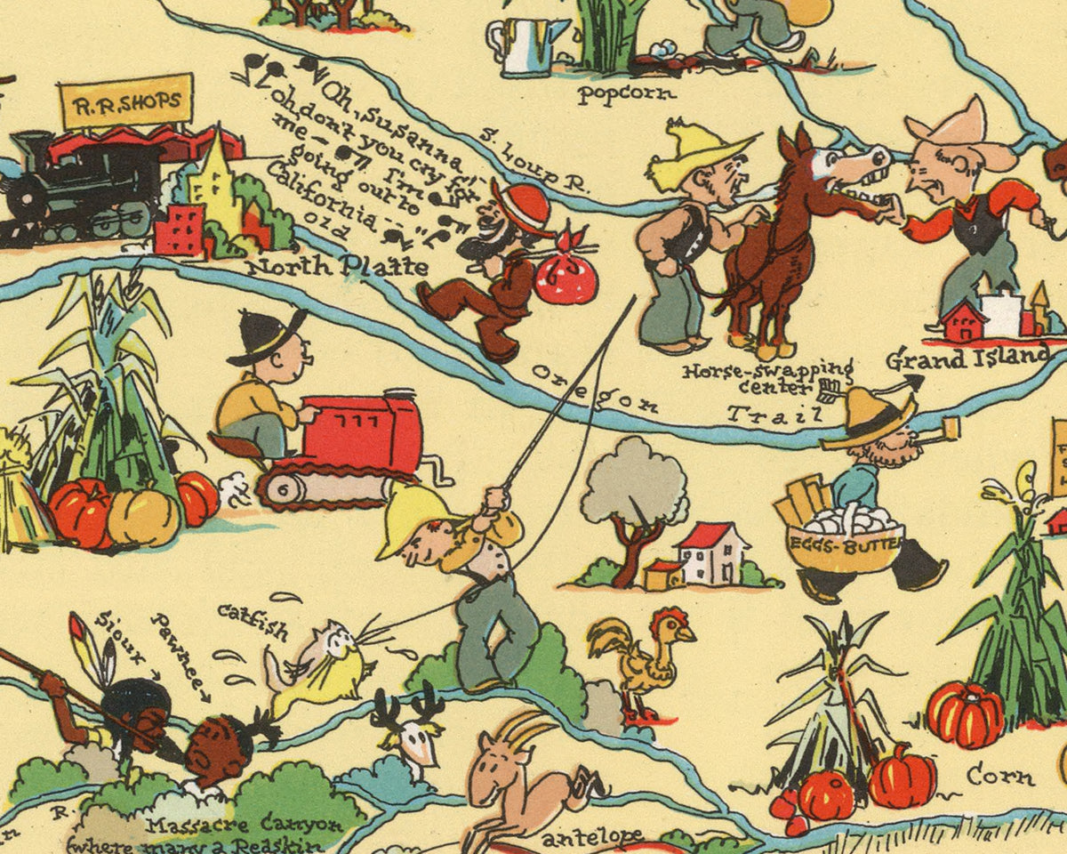 Nebraska Funny Vintage Map