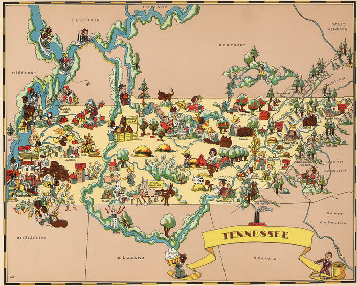 Tennessee Funny Vintage Map