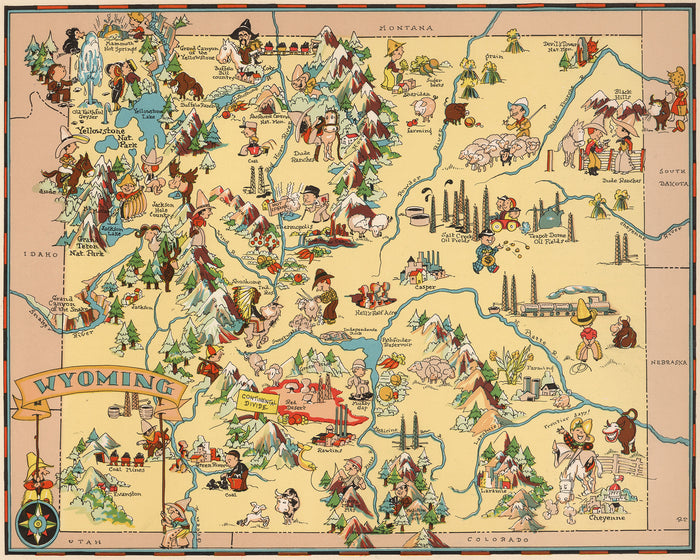 Wyoming Funny Vintage Map