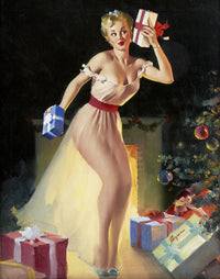 A christmas eve waiting for santa 1954 by Gil Elvgren