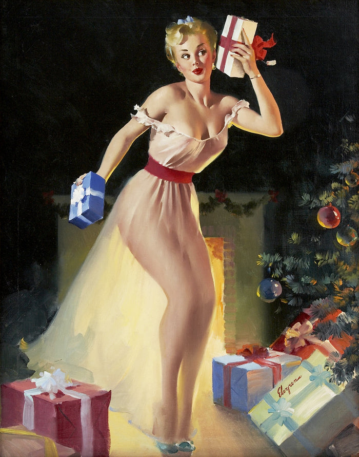 A christmas eve waiting for santa 1954 by Gil Elvgren