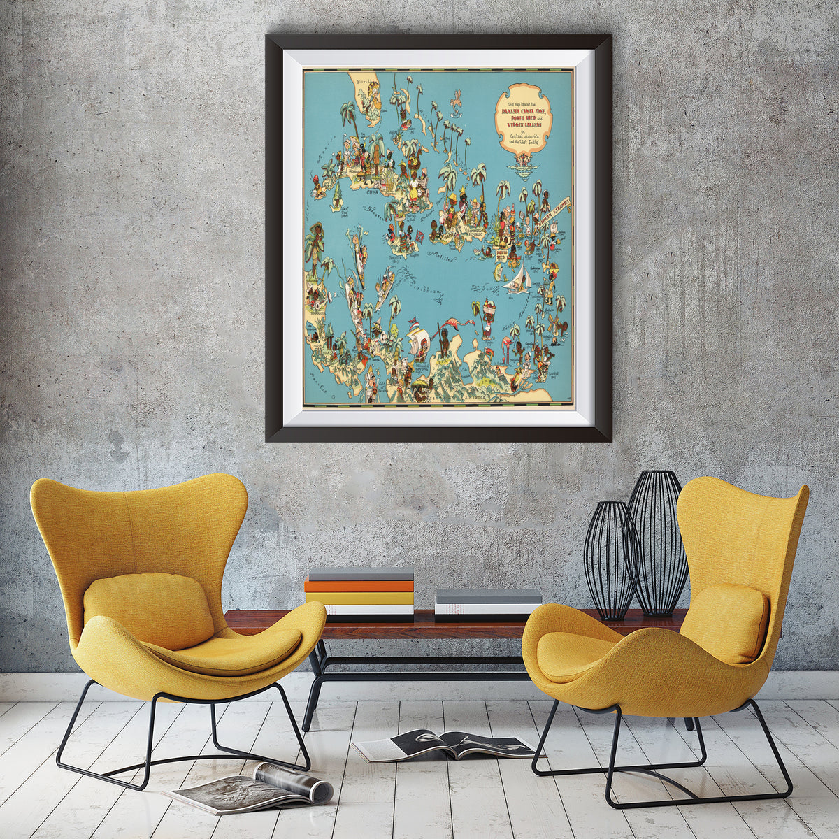 Panama Canal Funny Vintage Map