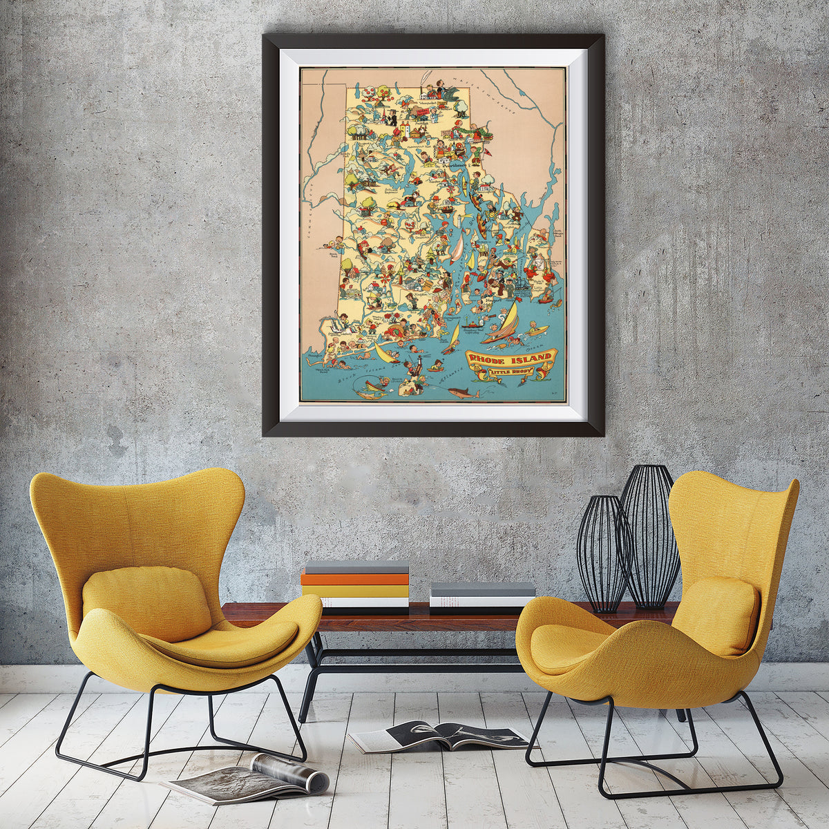 Rhode Island Funny Vintage Map