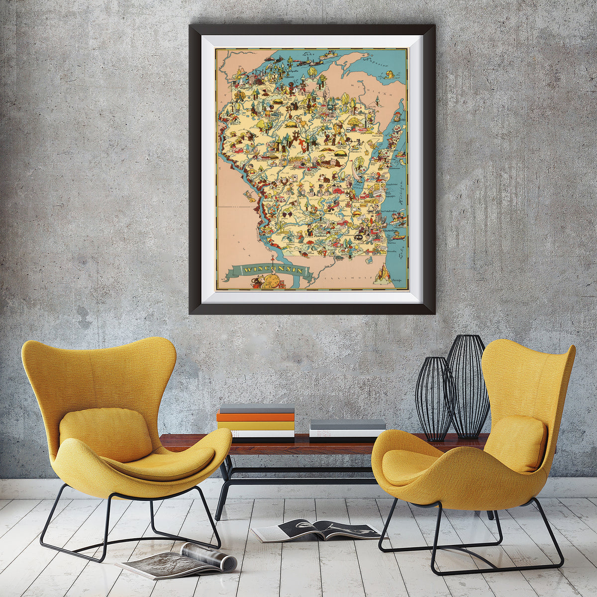Wisconsin Funny Vintage Map