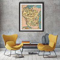 Wisconsin Funny Vintage Map