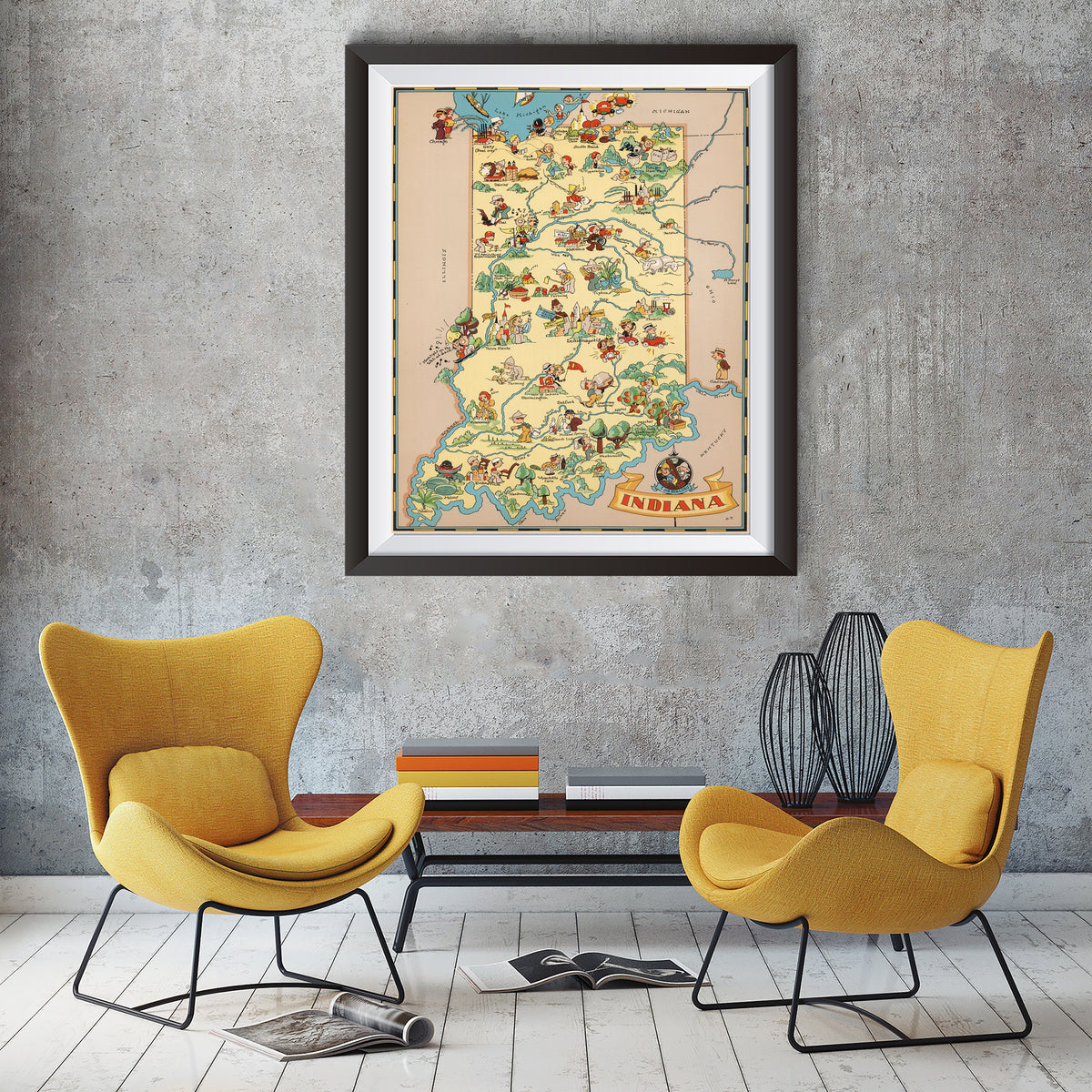 Indiana Funny Vintage Map