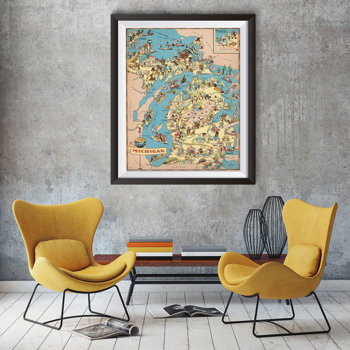 Michigan Funny Vintage Map