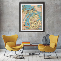Michigan Funny Vintage Map