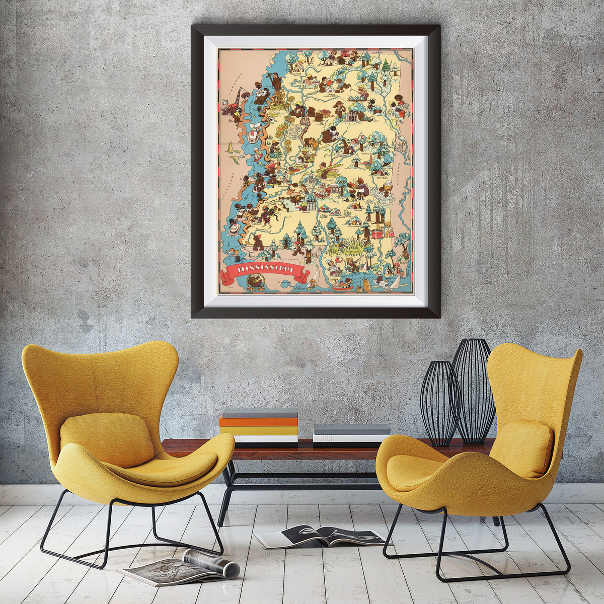 Mississippi Funny Vintage Map