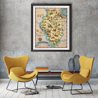 Illinois Funny Vintage Map