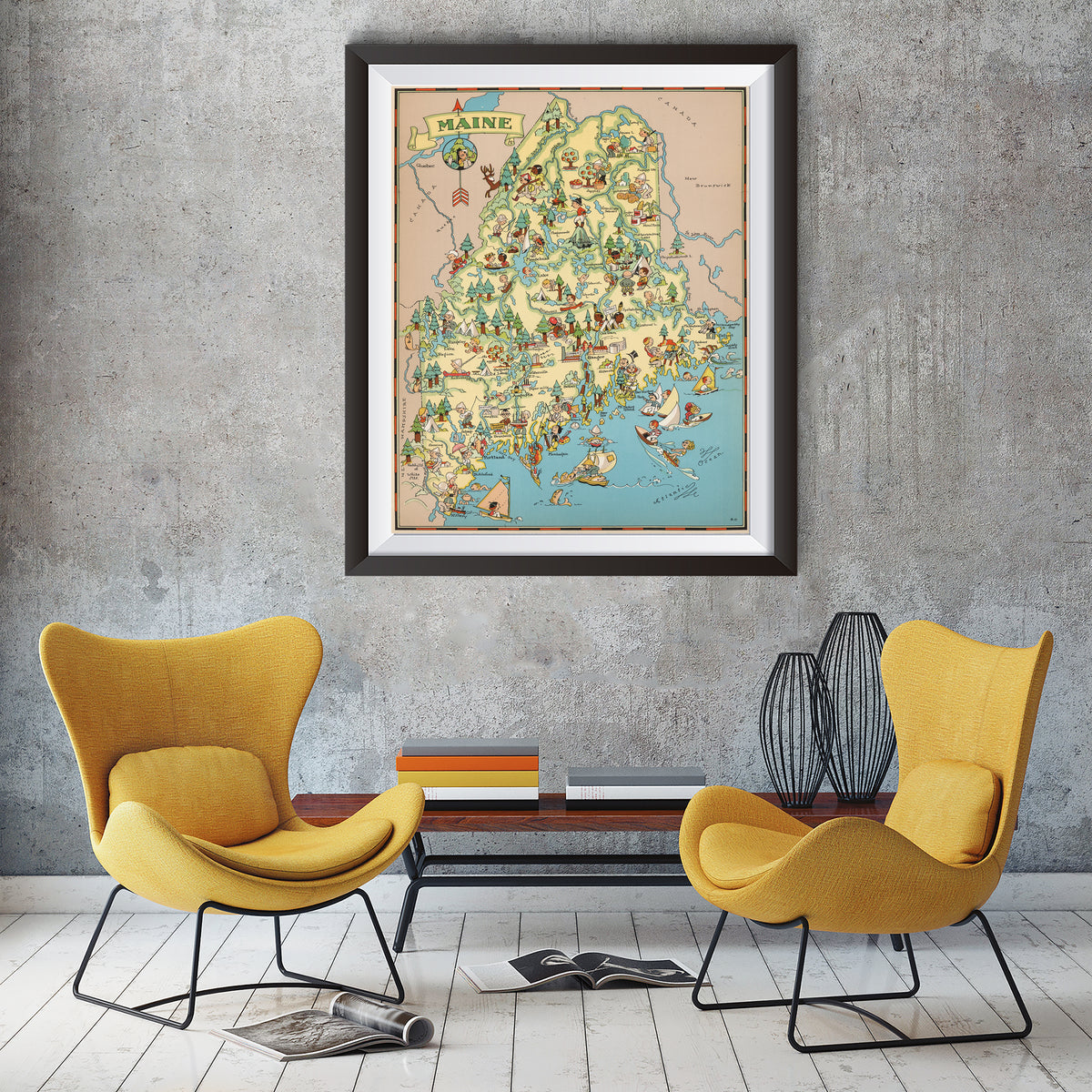Maine Funny Vintage Map