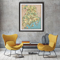 Maine Funny Vintage Map