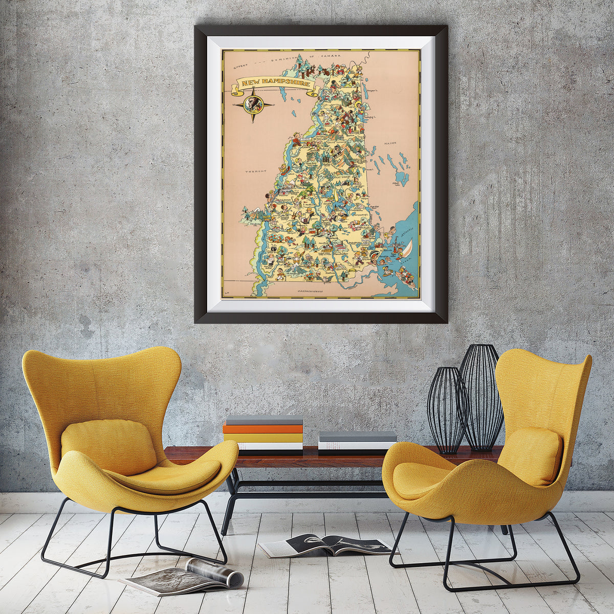 New Hampshire Funny Vintage Map
