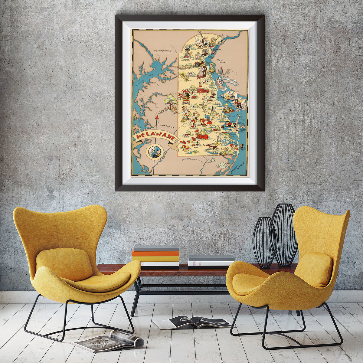 Delaware Funny Vintage Map