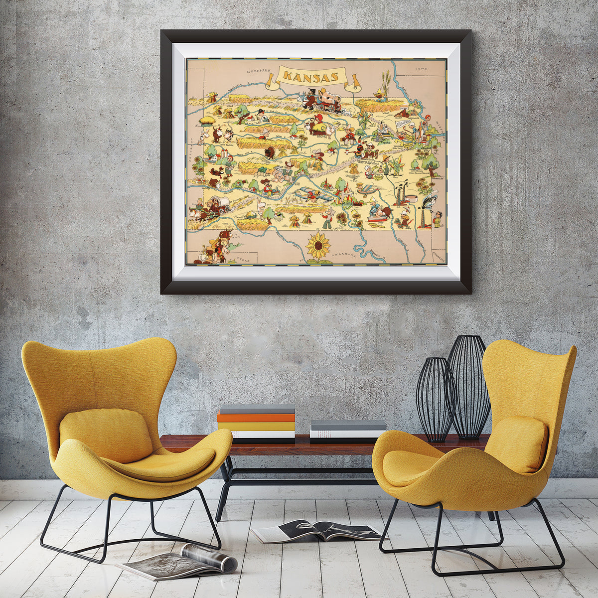 Kansas Funny Vintage Map