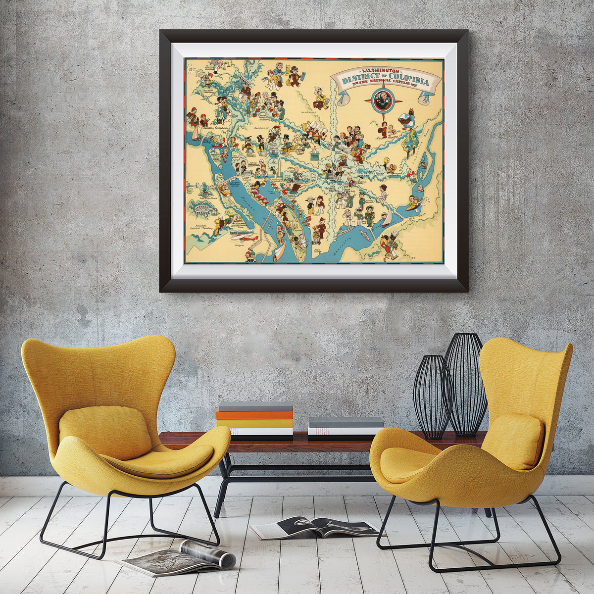 District of Columbia Funny Vintage Map