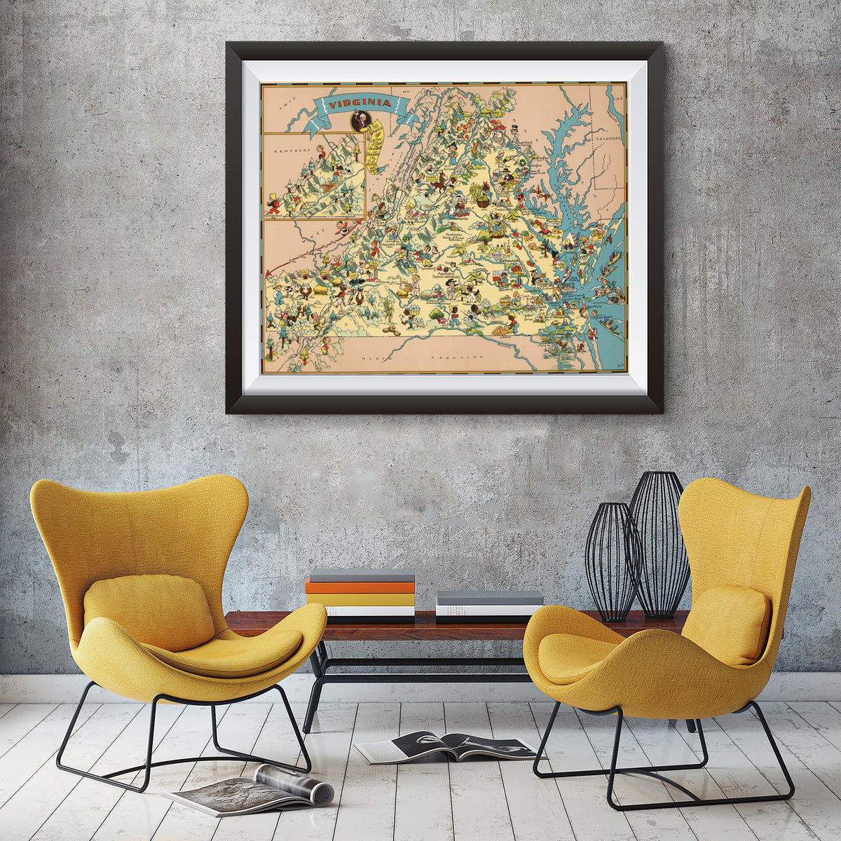 Virginia Funny Vintage Map
