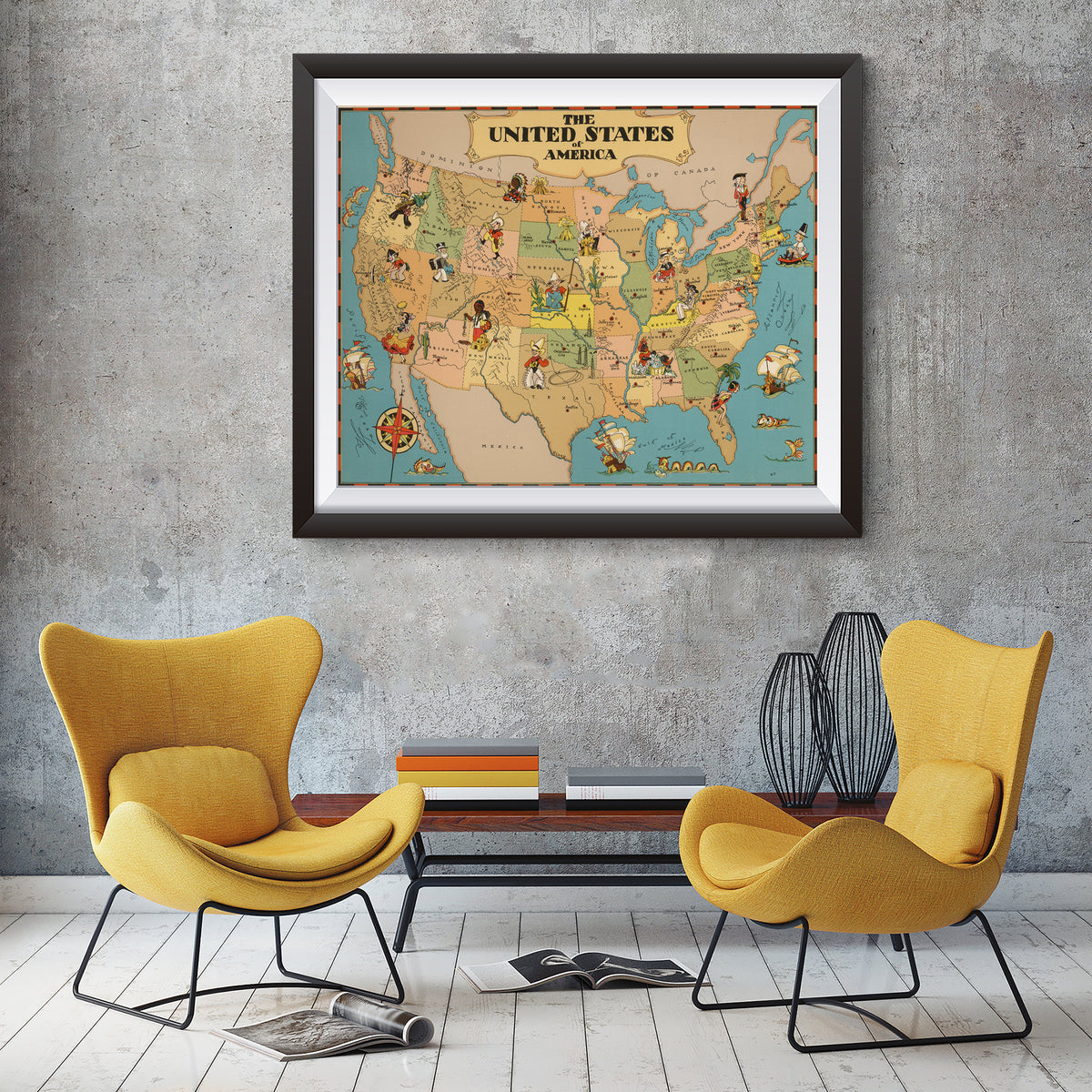 United States Funny Vintage Map