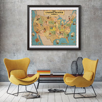 United States Funny Vintage Map