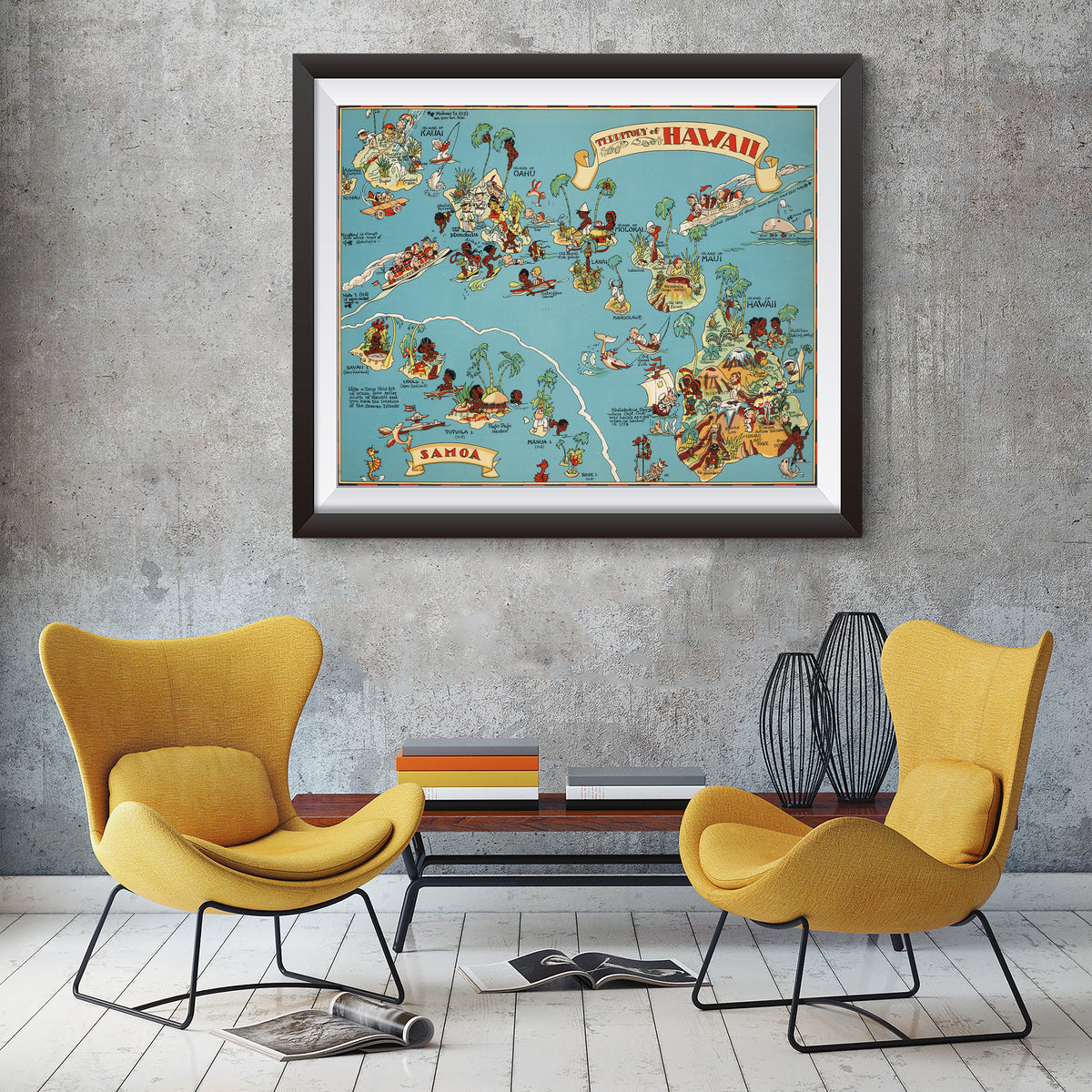Hawaii Funny Vintage Map
