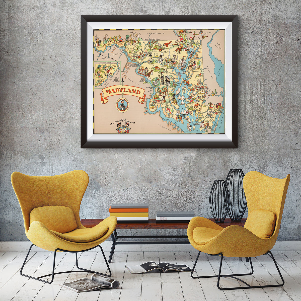 Maryland Funny Vintage Map