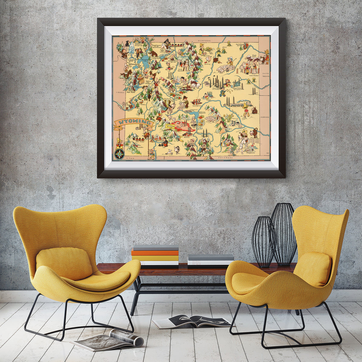 Wyoming Funny Vintage Map