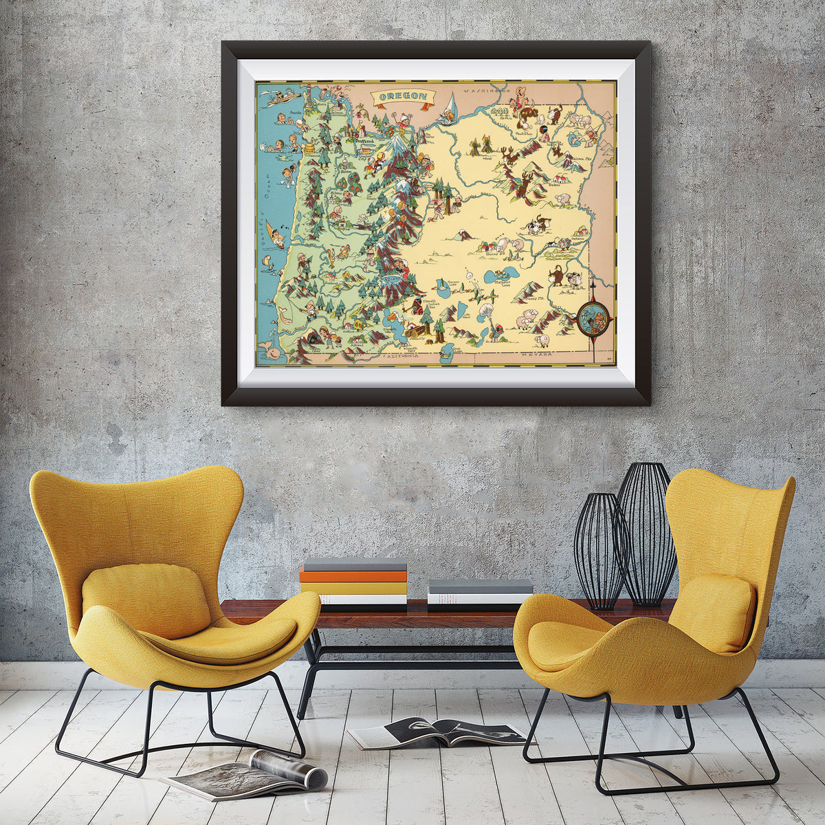 Oregon Funny Vintage Map