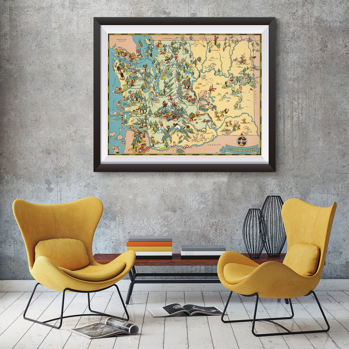 Washington State Funny Vintage Map