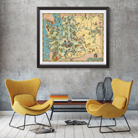 Washington State Funny Vintage Map
